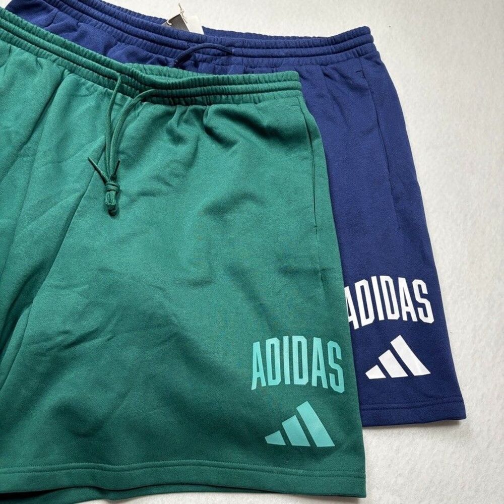 NWT Adidas Men's 3XLT Collegiate Shorts / Navy Blue & Green / LOT OF 2 / $90